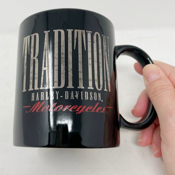 Harley Davidson Black Coffee Mug TRADITION Silver Red 2000 - Picture 3 of 7